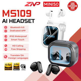MINISO MS109 Headset Nirkabel Bluetooth Earphone Tws V6.0 AI Real Time Penerjemah in Ear Headphone Gratis Ongkir Ada hadiah