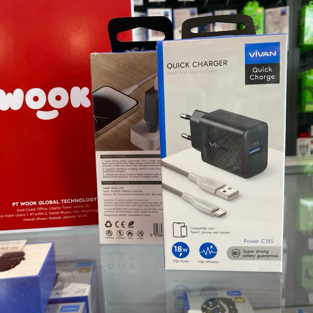 VIVAN Power C18S 18W USB A อะแดปเตอร์ชาร์จพร้อมสาย USB A ถึง Type C