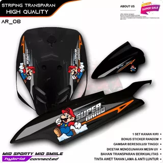 TRANSPARENT VARIATION STRIPING YAMAHA MIO SPORTY MIO SMILLE สติ๊กเกอร์ CARTOON MOTIF SUPER MARIO สติ๊กเกอร์ SIMPLE ภายนอก