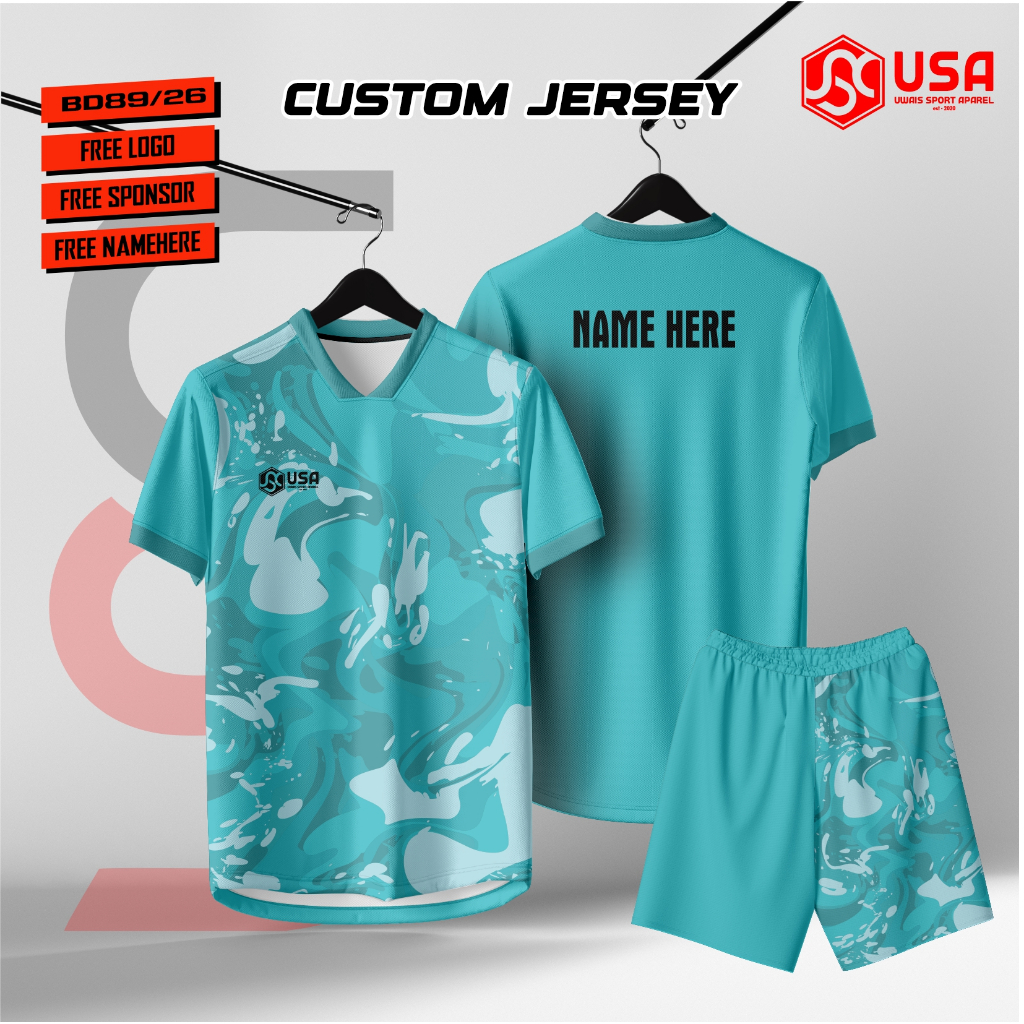FULL PRINTING SPORTS JERSEY BD89/26 / BADMINTON / FUTSAL / VOLLEYBALL / COSTUME LOGO NAME SPONSOR / 