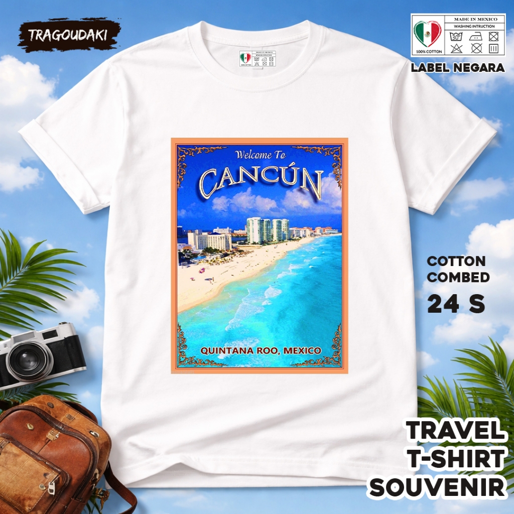 MEXICO ของที่ระลึก T-SHIRT MEXICO 26 Tag ของที่ระลึก เสื้อเชิ้ตทําจากผ้าฝ้ายหวี 24s
