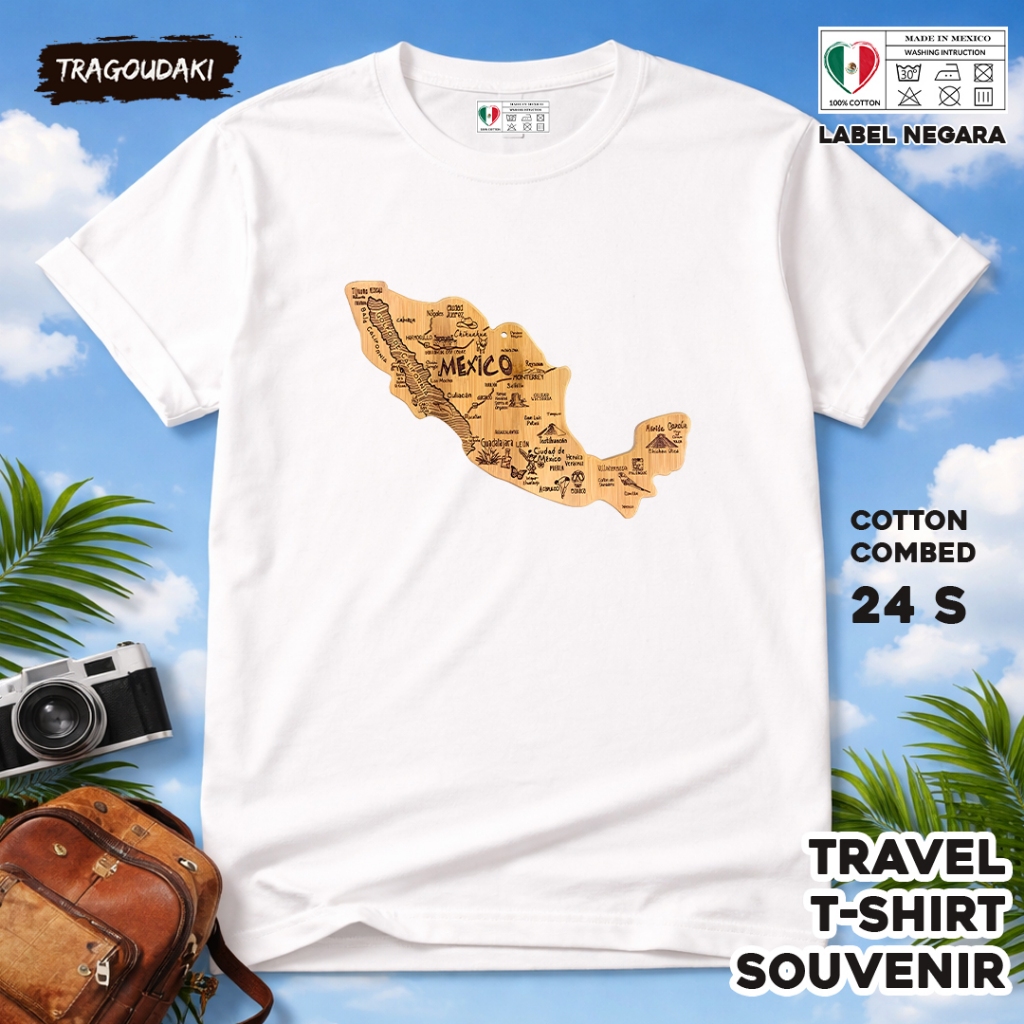 MEXICO ของที่ระลึก T-SHIRT MEXICO 32 Tag ของที่ระลึก เสื้อเชิ้ตทําจากผ้าฝ้ายหวี 24s