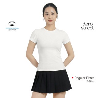 Aerostreet Fuji Kaos Wanita Perfect Fit Cotton Cloud Putih Fitted T-shirt Cewek Women Casual Cotton Premium Basic Minimalis Lembut Nyaman 1B300
