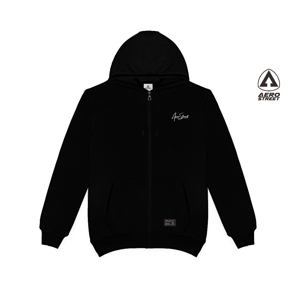 Aerostreet Hoodie Zipper Hysteria Vano เสื้อกันหนาวสีดําจัมเปอร์ CCAAA