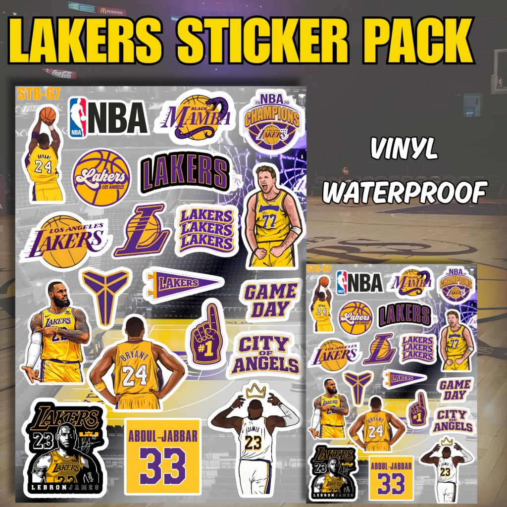 Lakers NBA Sticker Vinyl Glossy Pack Premium – สติ๊กเกอร์บาสเก็ตบอลสุนทรียศาสตร์กันน้ําสําหรับขวดโน๊ตบุ๊คพัดลมบาสเก็ตบอลตกแต่ง