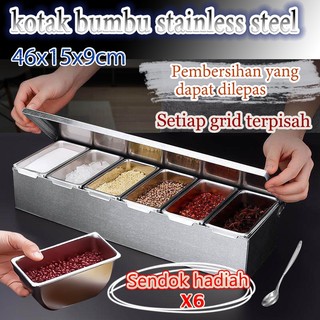 Seasoning Box  Stainless Steel   Serbaguna Wadah Penyimpanan Bumbu Kotak Bumbu Dapur  Anti Karat & Mudah Dibersihkan Tempat Bumbu Condiment container Kitchen spice box