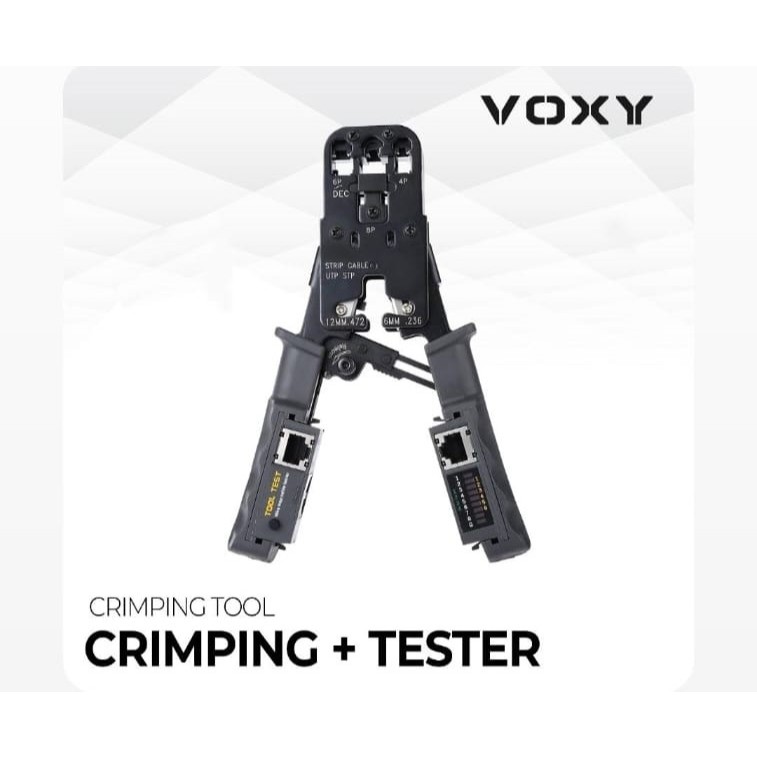 CRIMPING คีม + เครื่องทดสอบ Lan 8P 6P 4P Nefwork RJ45 RJ11 Ratchet CRIMPING tool - 05832