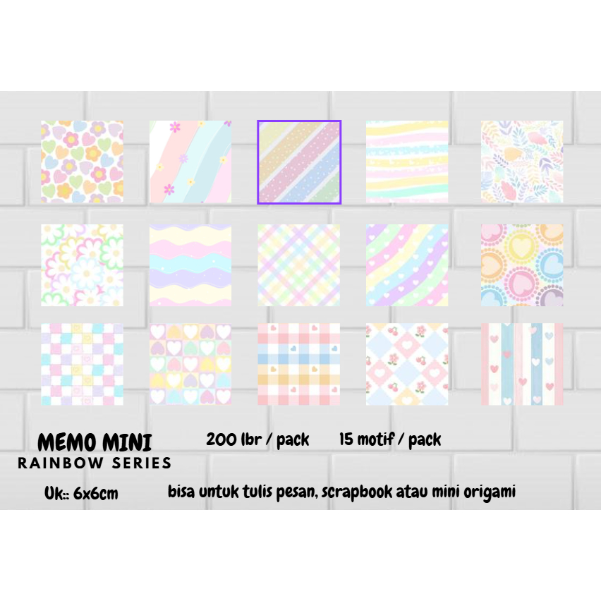 (200ชิ้น) RAINBOW SERIES CUTE MEMO NOTE PAPER NOTEPAD