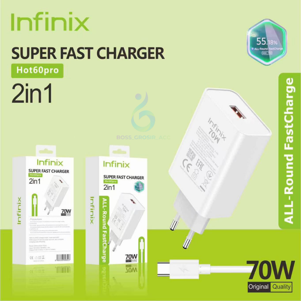 INFINIX Charger 70 Watt HOT 60 PRO type C Original Support Fast Charger / เครื่องชาร์จ Infinix 70w / เครื่องชาร์จ Universal Travel / เครื่องชาร์จ Infinix / เครื่องชาร์จ Infinix Type C