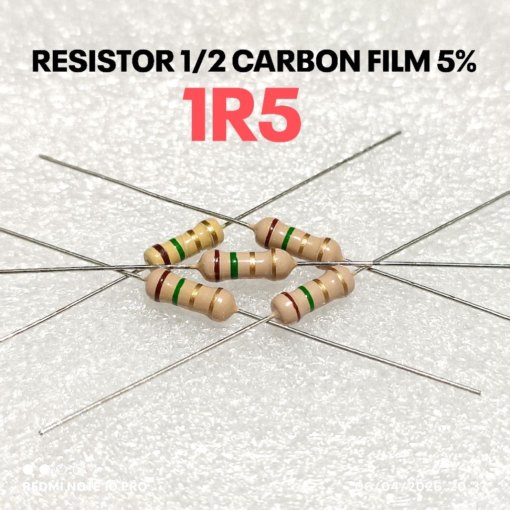 (10 ชิ้น) 1/2W 1/2WATT 1R5 1.5R 1.5 OHM CF 5% ROHS RESISTORS