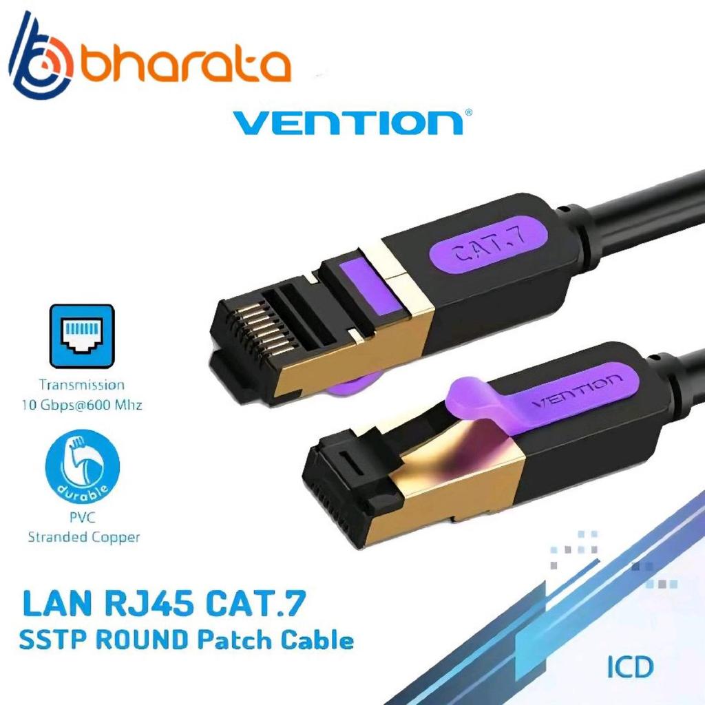 Vention สาย LAN RJ45 Cat7 SSTP SFTP สายแพทช์อีเธอร์เน็ตรอบ ICD - 10Gbps 600Mhz Gold Plated Pins PVC 