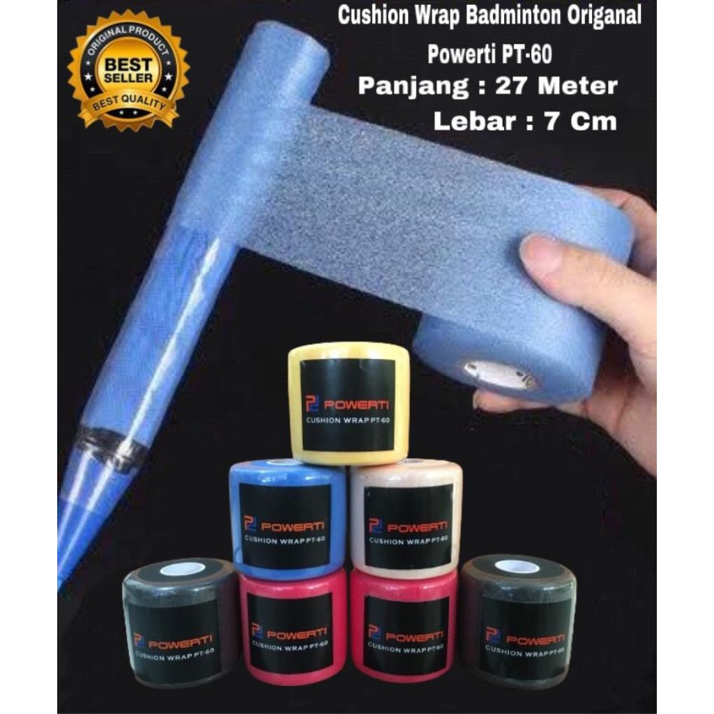CUSHIONWRAP POWERTI PT-60 ORIGINAL BADMINTON CKET/FOAM GRIP LINING BADMINTON CKET GRIP