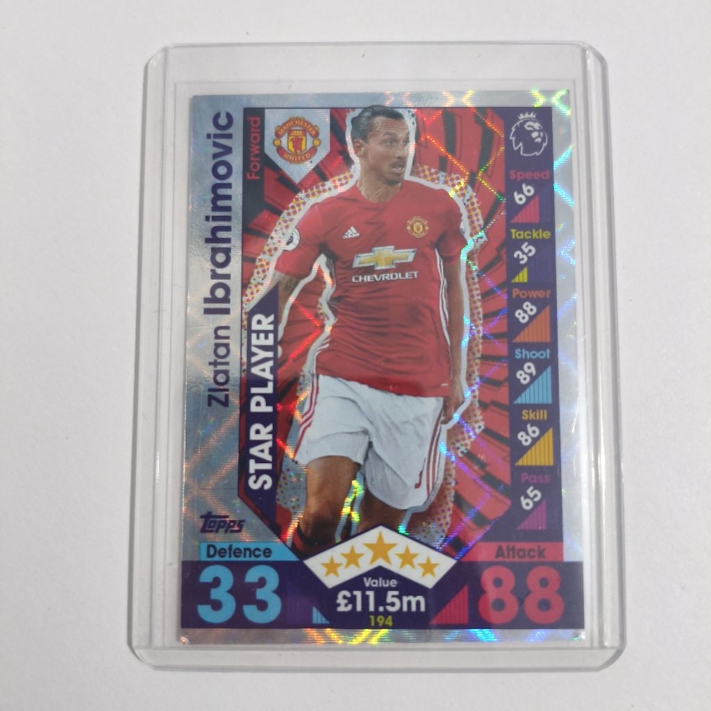 การ์ดฟุตบอล Topps Zlatan Ibrahimovic แมนเชสเตอร์ ยูไนเต็ด