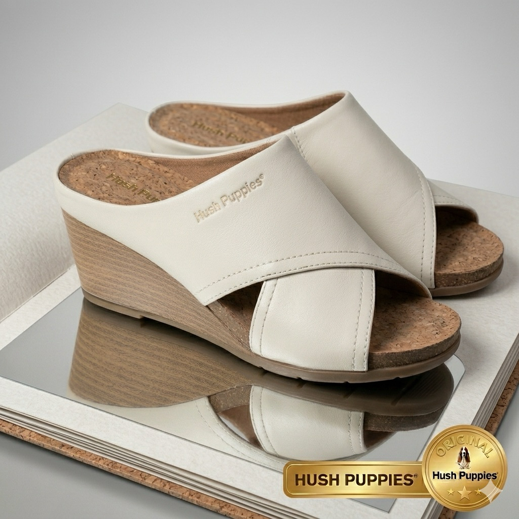 ใหม่ Wedges Hush Puppies Nori Slip On Off White 38 รองเท้าแตะ Wedges Hush Puppies สุภาพสตรี Original