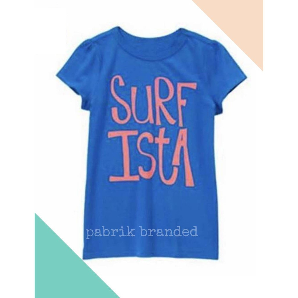 Pabrik branded CUCI GUDANG Cr@zy8 tee girls M 7 8 years tahun biru navy sablon katun lengan pendek a