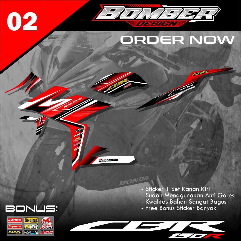 Striping CBR 150R Facelift 2016-2019 สติ๊กเกอร์ Cbr 150r Facelift BMB.02