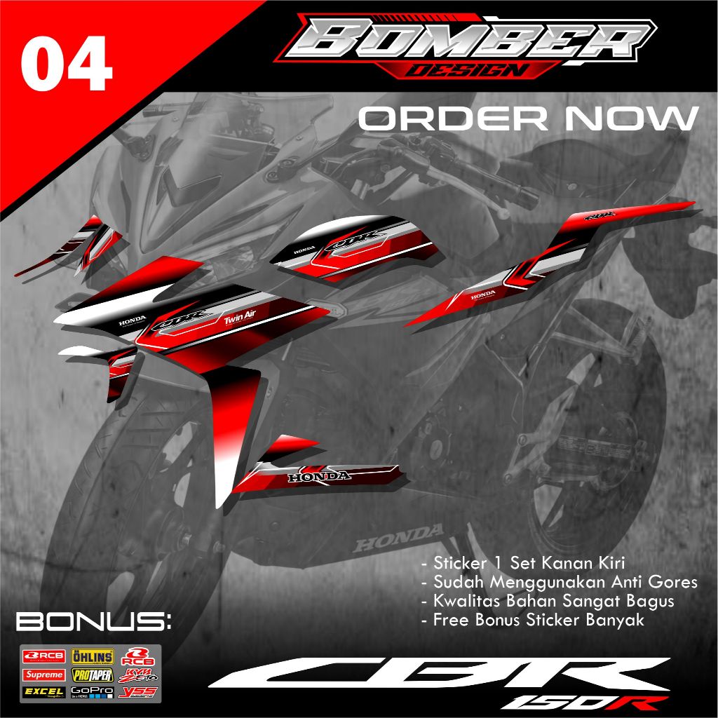 Striping CBR 150R Facelift 2016-2019 สติ๊กเกอร์ Cbr 150r Facelift BMB .04