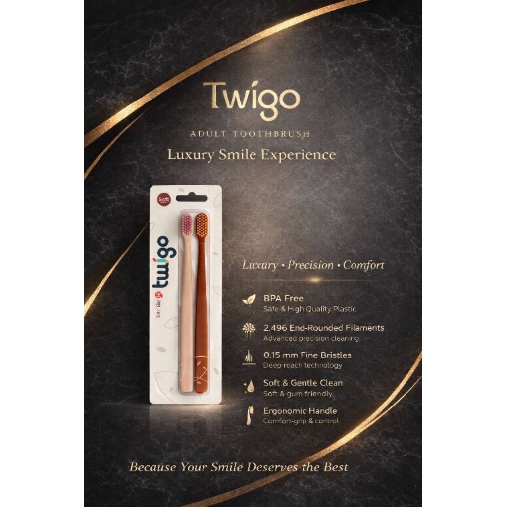 TWIGO ADULTS TOOTHBRUSH SET (สําหรับ ADULTS บรรจุ 2 ชิ้นใน 1 แพ็ค)