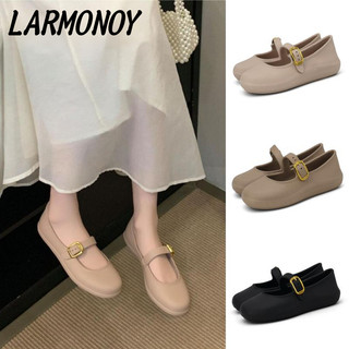 LARMONOY Mule Tepi Tertutup Wanita Musim Panas 2025 Dasi Tebal Peninggi Loafer Santai dan Mudah Pakai