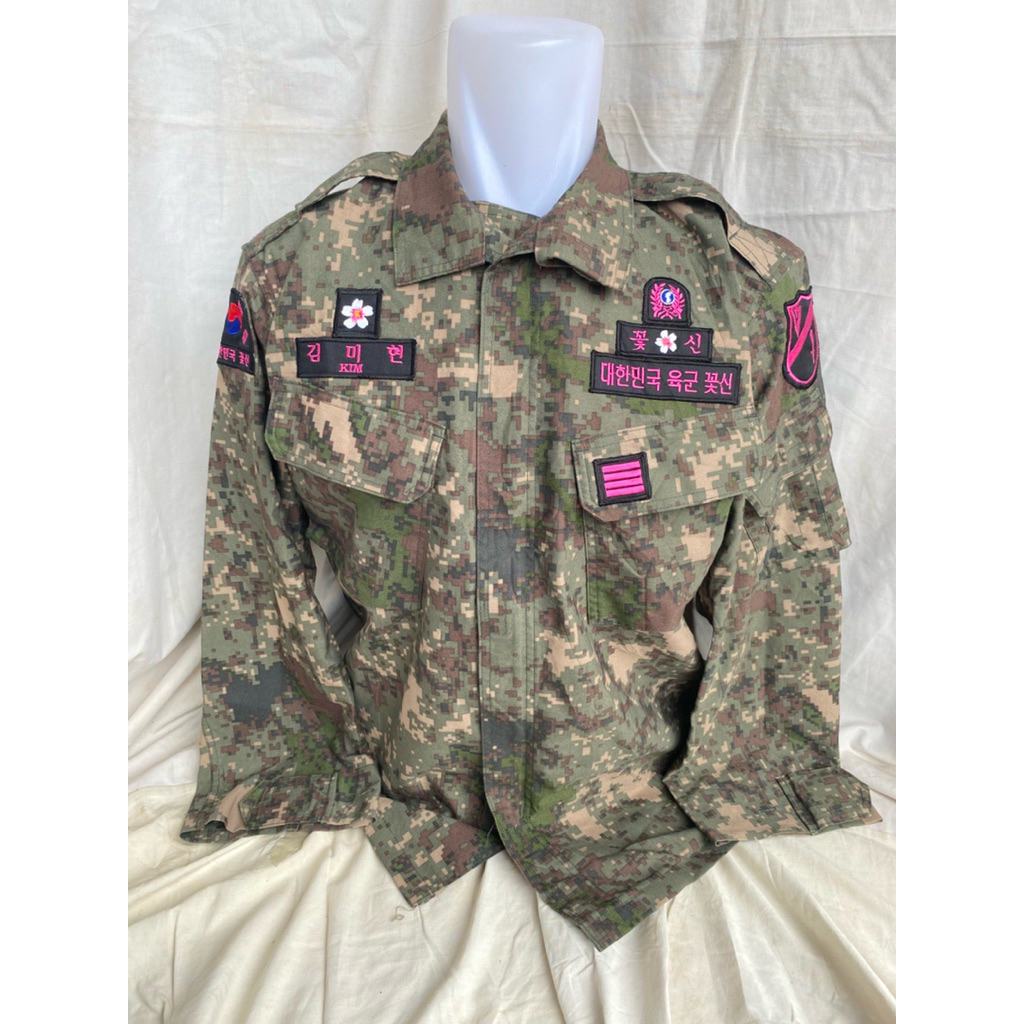 KEMEJA Digital Camo BDU เสื้อหินแกรนิต KOWAD กองทัพผู้หญิง ROKA ผู้หญิงเกาหลีกองทัพเต็มแพทช์เหมือนให
