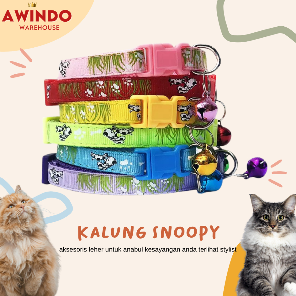 SNOOPY NECKLACE K32 - สร้อยคอกระดิ่งริบบิ้นคอแมวสุนัข Snoopy Motif ปลอกคอแมว