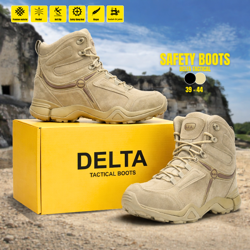รองเท้านิรภัยผู้ชาย Delta Tactical Cream - DELTA STEEL TOE TACTICAL HIKING ADVENTURE SAFETY BOOTS