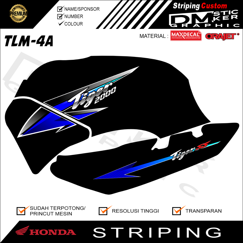 HONDA TIGER 2000 TILAM VARIATION STRIPING PREMIUM MATERIAL OLD TIGER MOTORCYCLE VARIATION CODE TLM-4