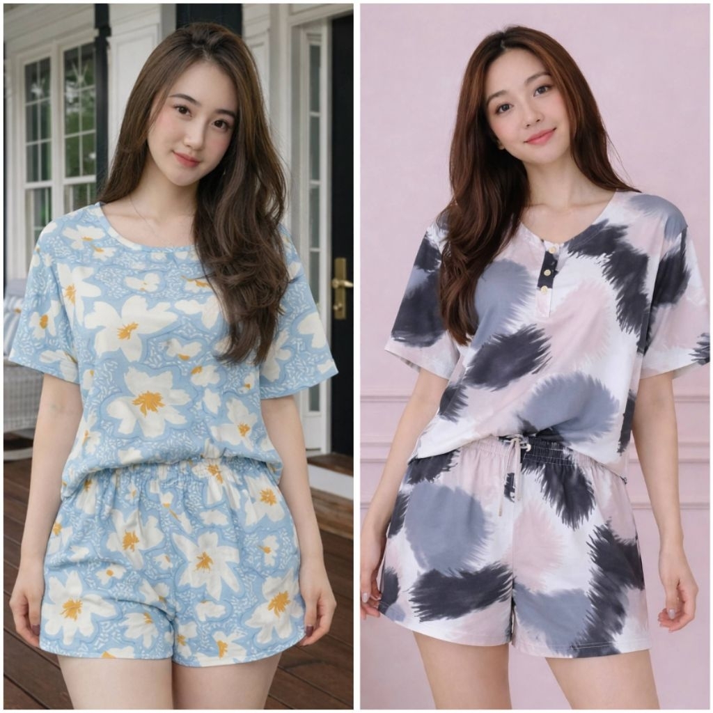 GOGO เรยอน พรีเมี่ยมลําลอง 2 ปุ่มชุดพยาบาล 110r cool Babydoll ชุด daster เสื้อผ้ากางเกงผู้หญิง