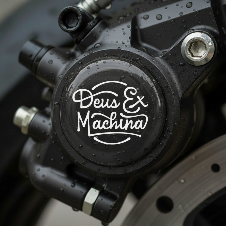 DEUS EX MACHINA EMBLEM สติกเกอร์เบรครถจักรยานยนต์ขนาด 3D RISED สติกเกอร์ 3 ซม.DIAMETER