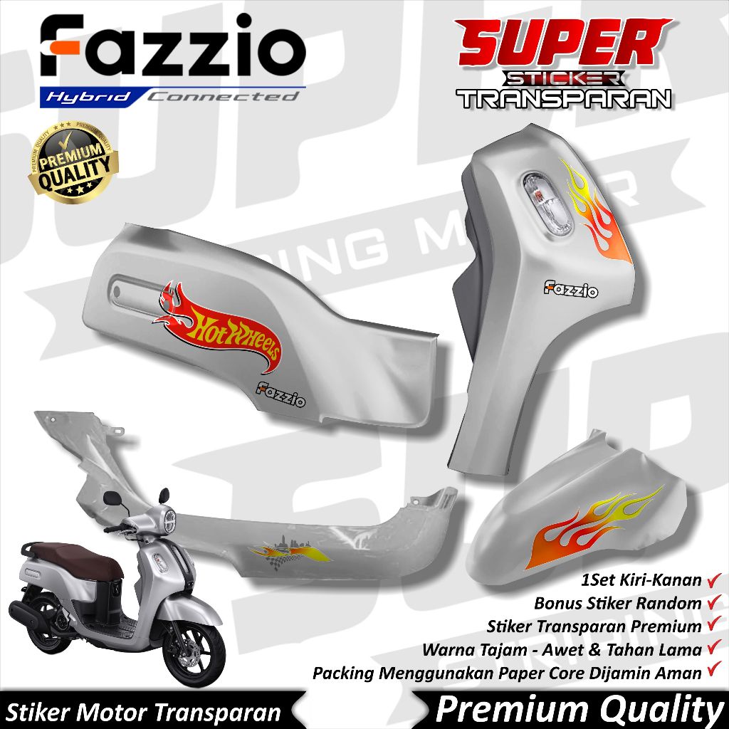 Fazzio สติกเกอร์ Anti-Fade Cool โปร่งใส UV Striping Fazzio โปร่งใส Striping Yamaha FAZZZIO ร้อนล้อ