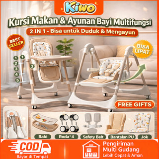 Kursi Makan Anak Kursi Makan Bayi Lipat Portable 6 in 1 Multifungsi: Baby High Chair, Booster Seat, Meja Makan Adjustable, dan Ayunan untuk Anak 0-6 Tahun