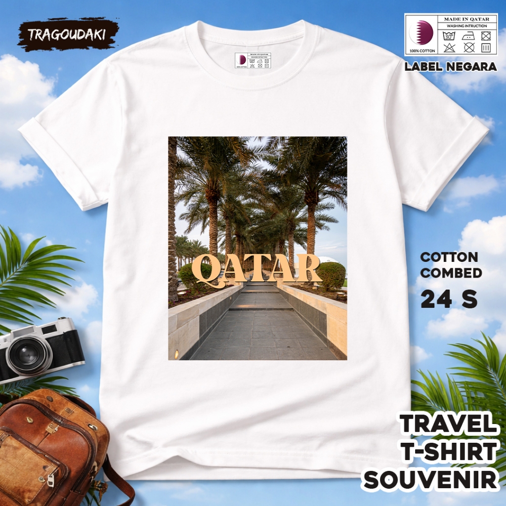 QATAR ของที่ระลึก T-SHIRT QATAR 23 ของที่ระลึก เสื้อทําจากผ้าฝ้ายหวี 24 ชิ้น