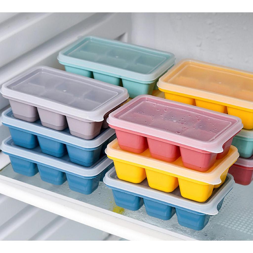 6 กล่อง ICE CUBE MOLD พร้อมฝาครอบ 6-COMPANIMENT ICE CUBE MOLD