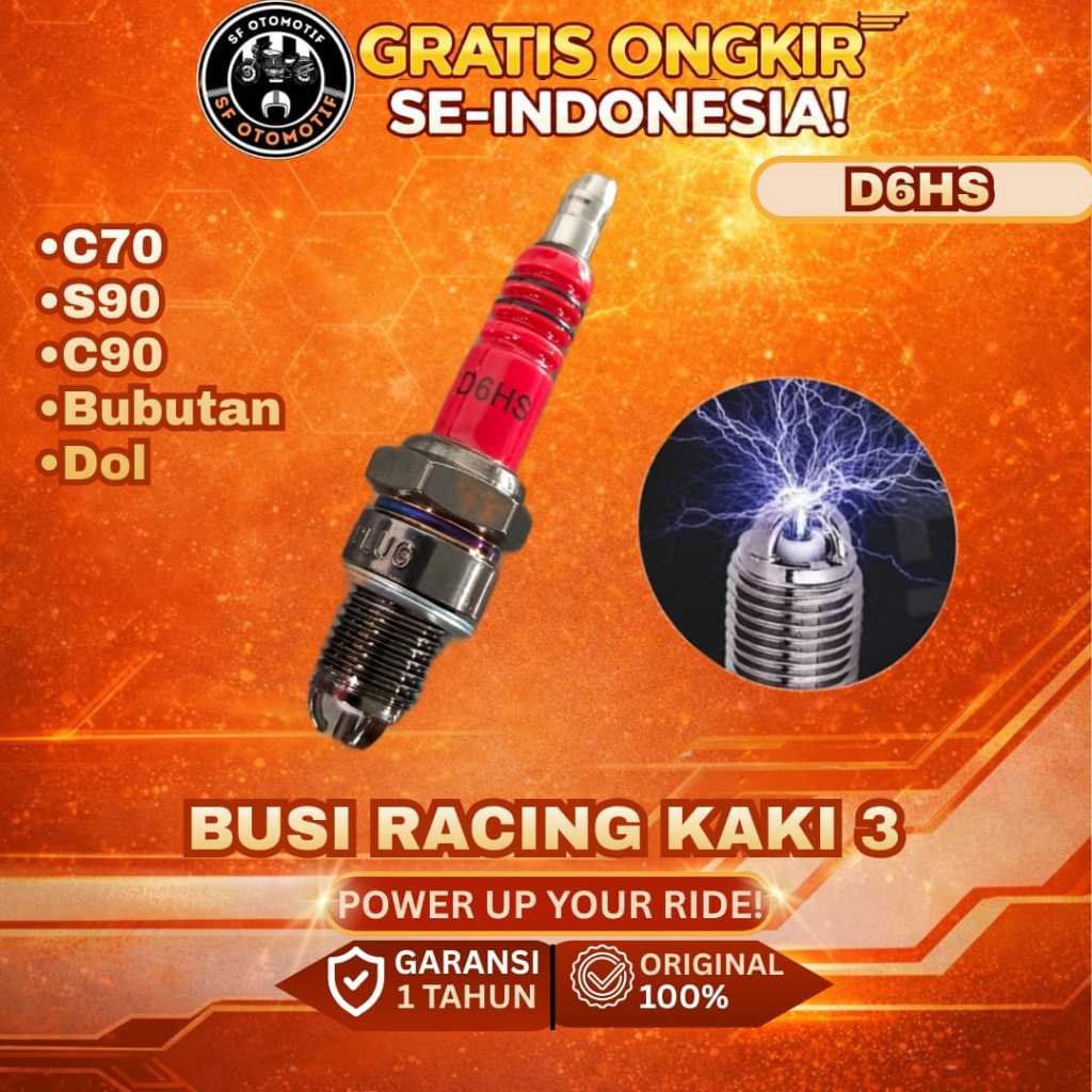 ORIGINAL 3-LEG RACING SPARK PLUG (D6HS) C70, S90, C90, BABUTAN