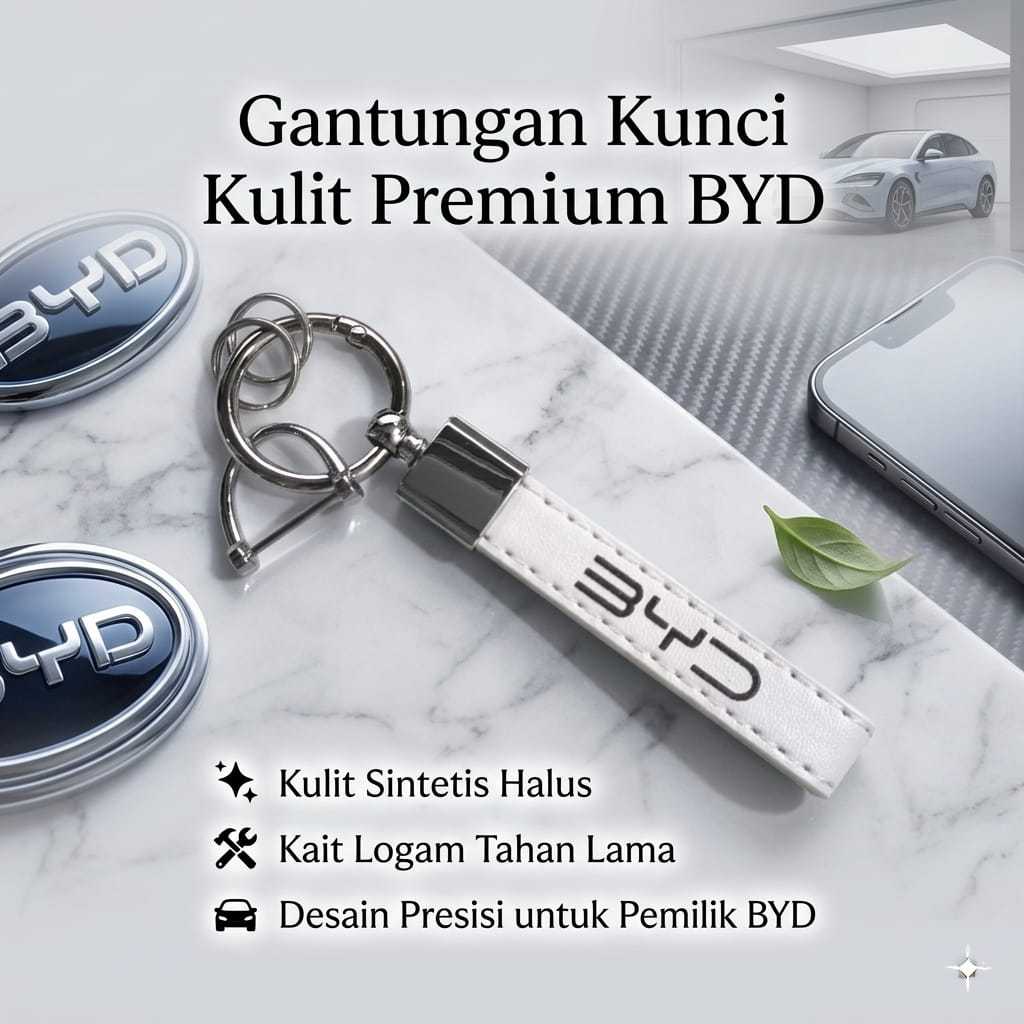 GANTUNGAN BYD LOGO พวงกุญแจรถ ผลิตในหนังพรีเมี่ยม