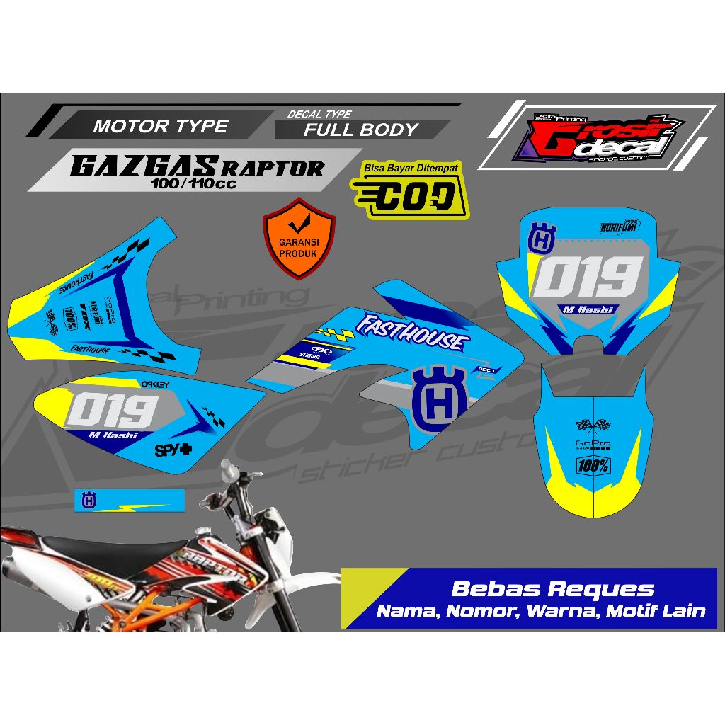 สติ๊กเกอร์ Trail Mini CRF 50cc Gazgas Raptor 100cc 110cc 125cc RFZ 70cc Full Body ฟรีขอ