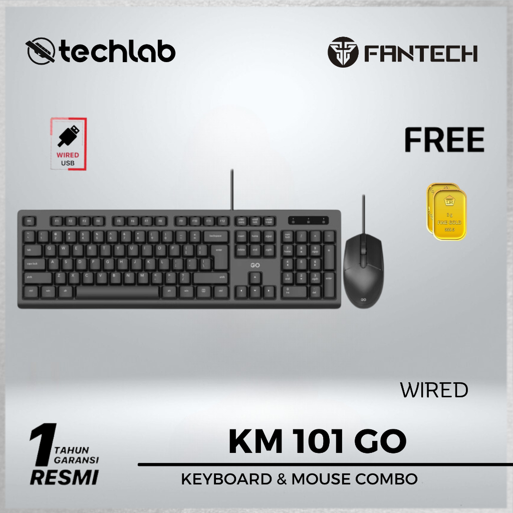 Fantech KM101 / KM-101 คีย์บอร์ดและเมาส์ Office Bundle แบบมีสาย Combo