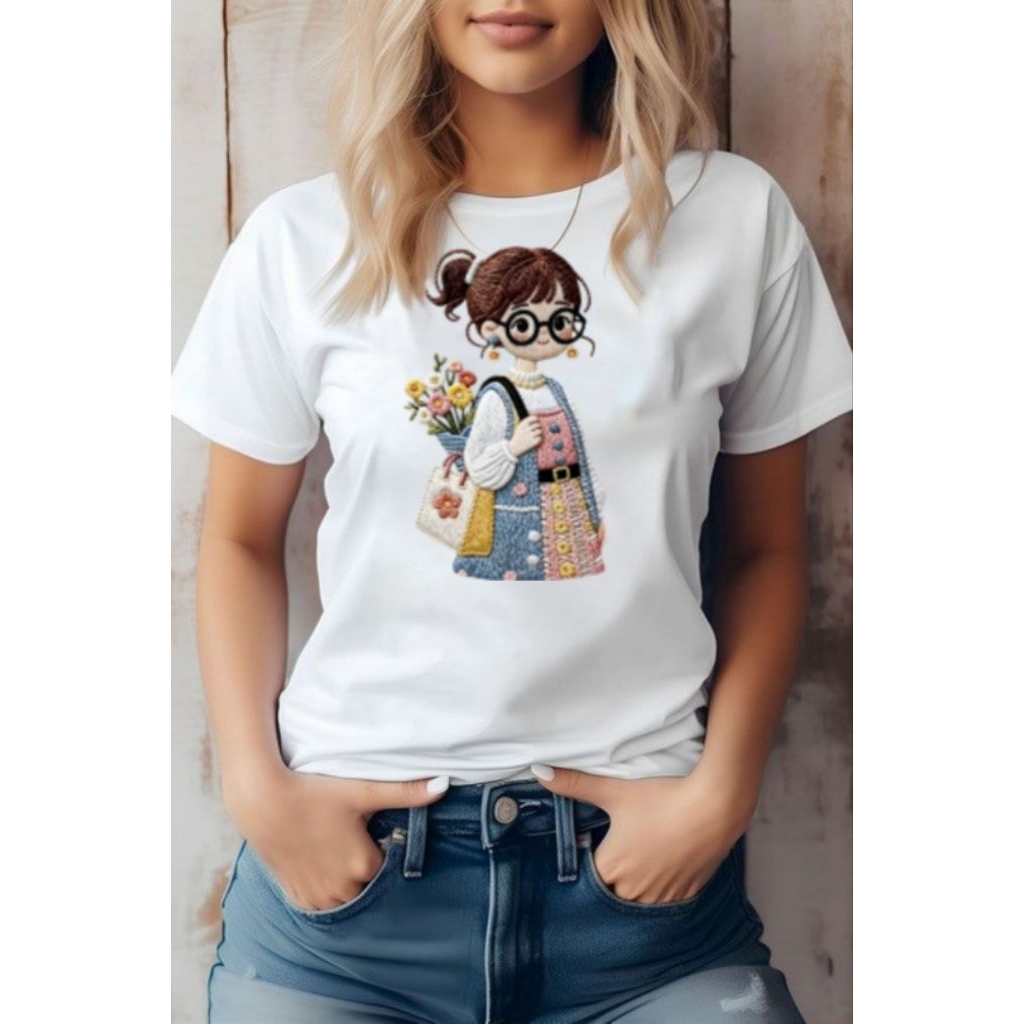 FAMILY89_STORE/เสื้อยืดผู้หญิงสําหรับผู้ใหญ่พร้อมการครอบครอง 3D พิมพ์สกรีนดิจิตอล วัสดุ tc หวี 28s 6