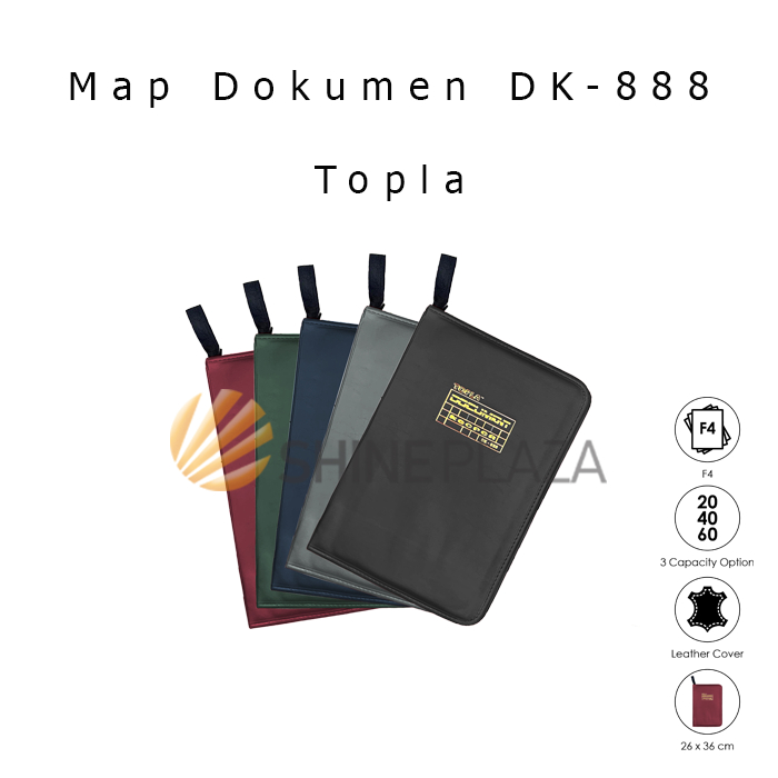 Zippered Diploma โฟลเดอร์เอกสารเนื้อหา 20 40 60 ช่องปกหนังกันน้ํา F4 Topla DK-888 - ที่ใส่ใสกันน้ําป