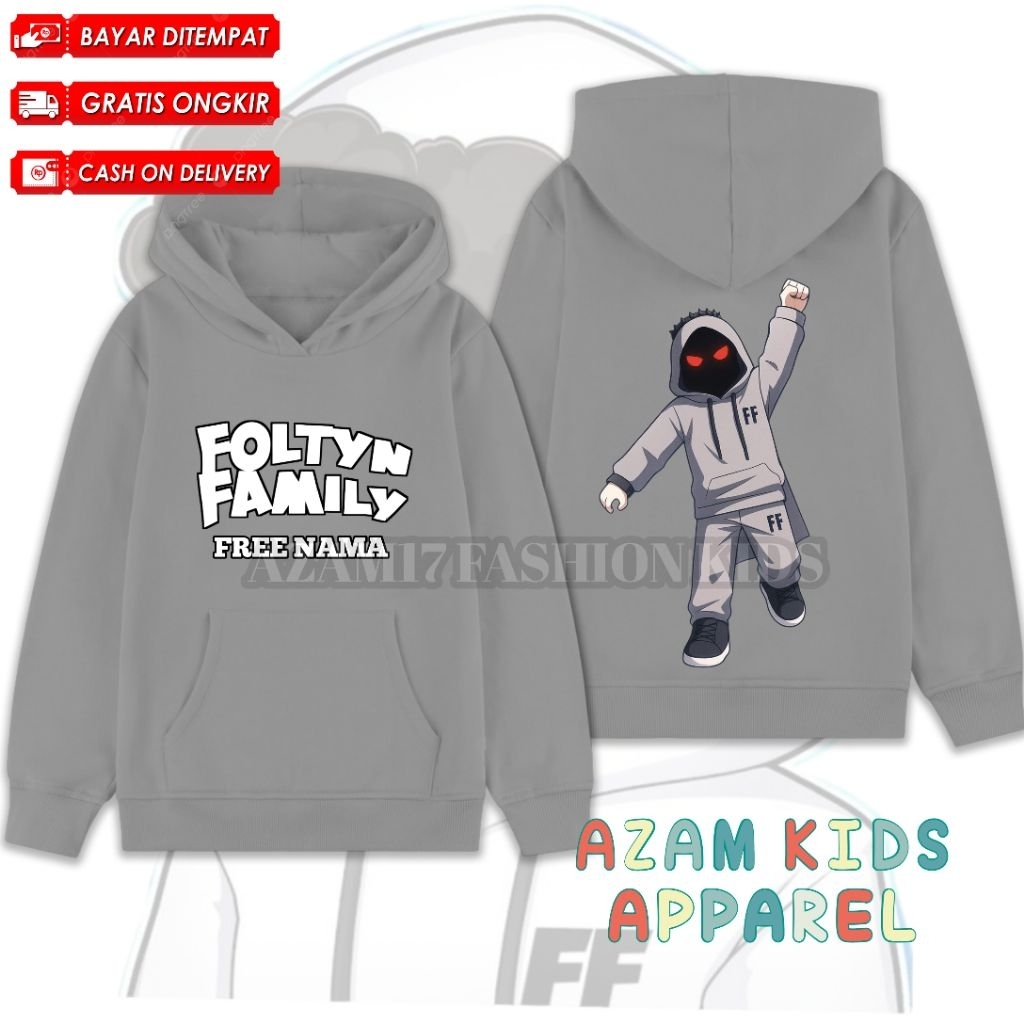 (ฟรีชื่อ) Foltyn Family Youtuber Game Roblox เสื้อแจ็คเก็ตมีฮู้ดสําหรับเด็กชื่อฟรี / Youtuber Foltyn