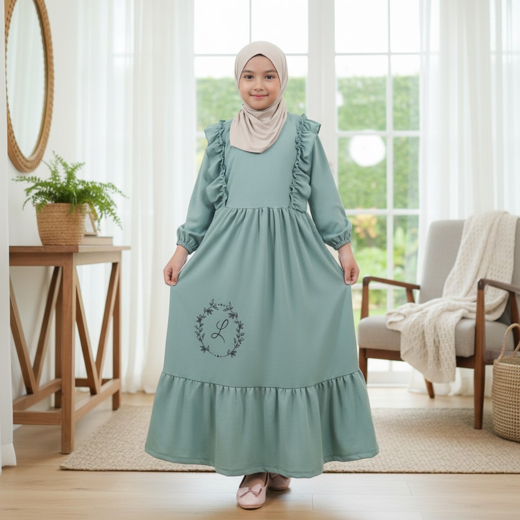 CARLINA Gamis Manik Namira Girls Maniasik Ruffle ชุดเดรสยาว