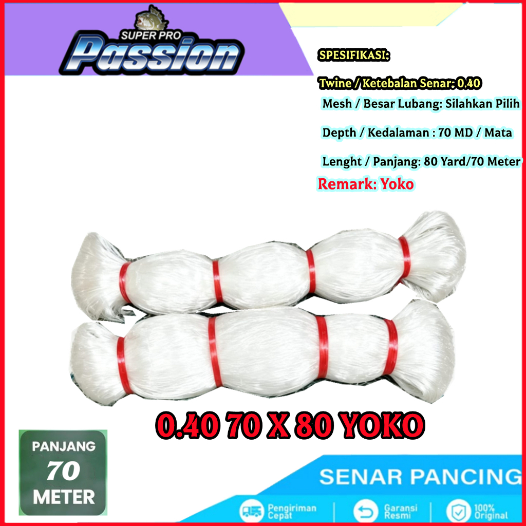 MATA FISHING NET 040 70X80 YOKO / UPRIGHT EYED FISHING NET / 0.40 TRAIN / NET