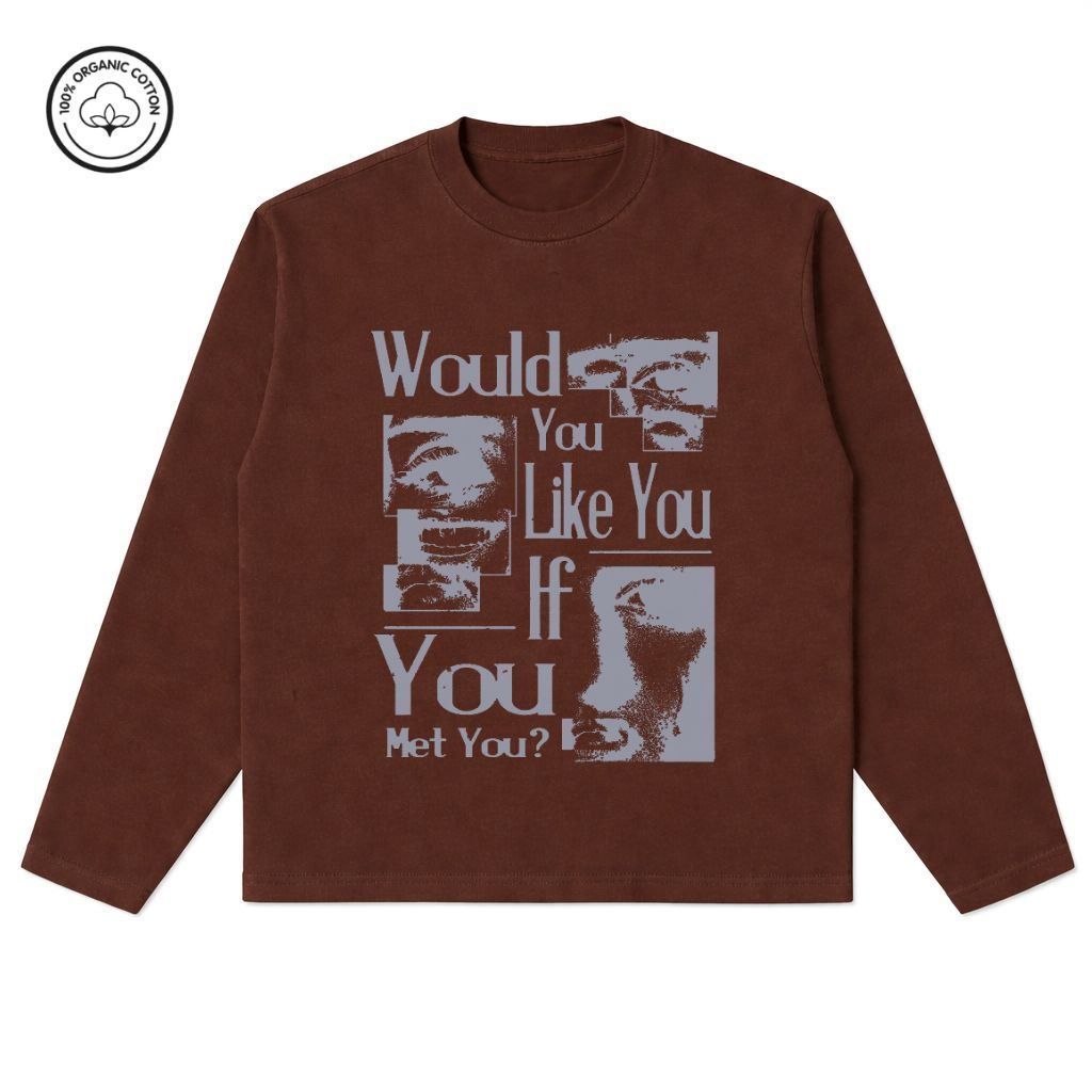 เสื้อยืดแขนยาว Unisex วัสดุผ้าฝ้าย Would Motif u Like Simple Print Y2k Style