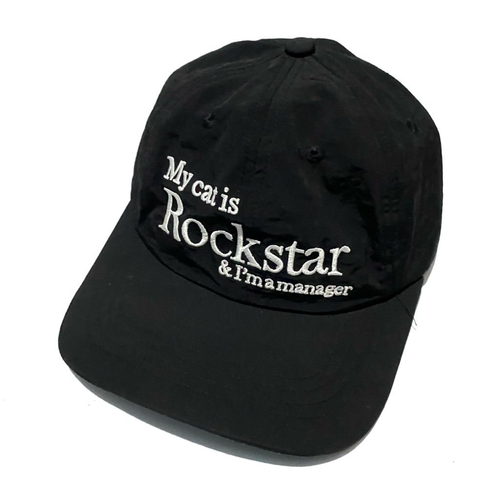 My Cat Is Rockstar & Im A Manager หมวกไนลอน สีดํา OSFA