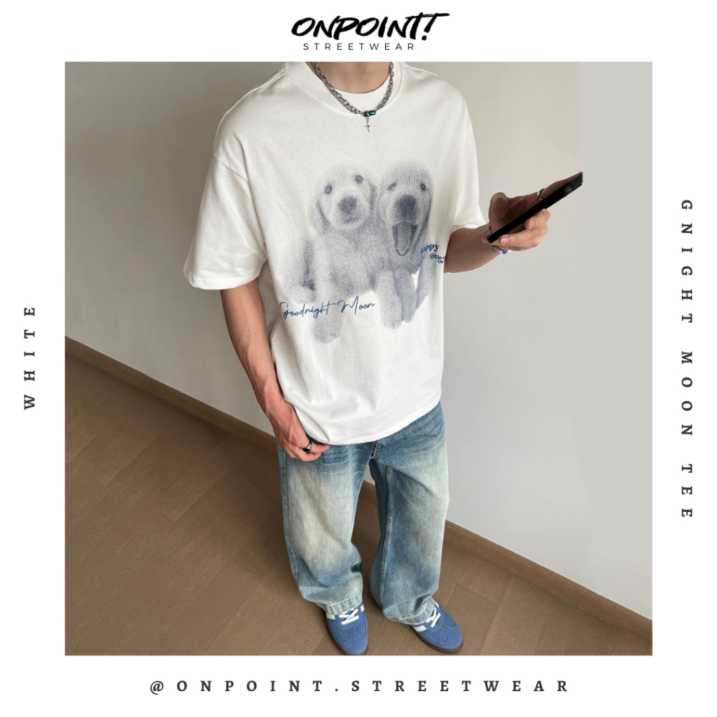 KATUN Gnight Moon Tee - เสื้อยืดแขนสั้น streetwear ขนาดใหญ่ผ้าฝ้าย unisex
