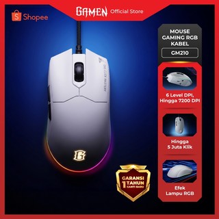 GAMEN Mouse Gaming Kabel GM210 7200 DPI 6 Level DPI  Tombol Lighting Adjustment Sensor Presisi untuk Laptop / PC Mouse Gaming RGB Ergonomis