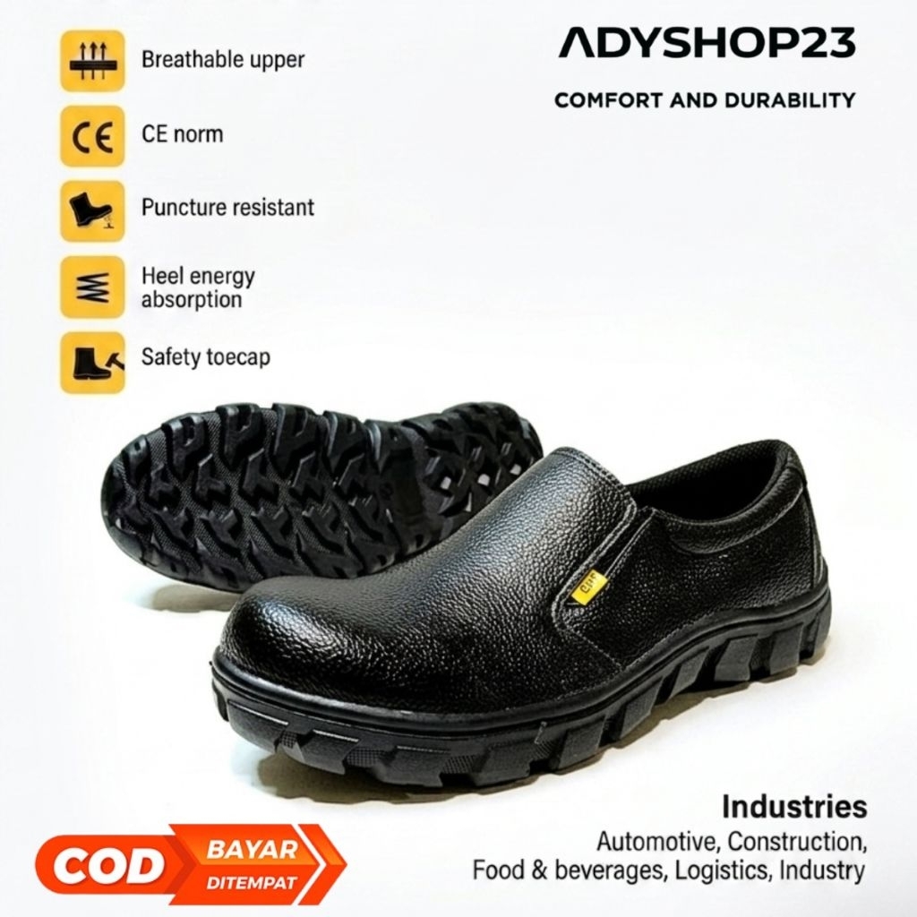 Sepi Mens Steel Toe Slip-On Safety Shoes Sepy Slop Field Work Project Slippers