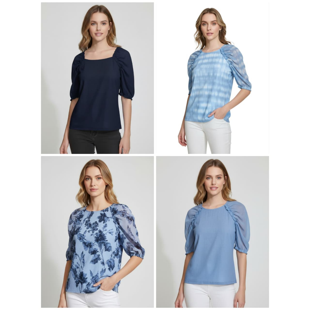 เสื้อเชิ้ต C*lvn Klen Rebecca เสื้อเชิ้ตผ้าชีฟองเนื้อ