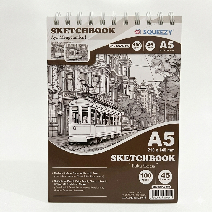 Sketchbook Squieezy Size A5 45 แผ่น (90 หน้า) 100 แกรม SQA5-100 SQUEZY
