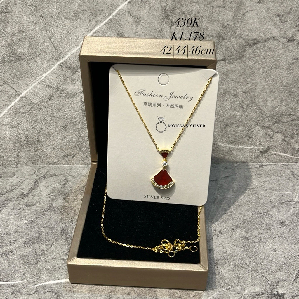 MERAH KL178 |Nori Gold Necklace Red Fan Dangle Silver s925 Silver s925
